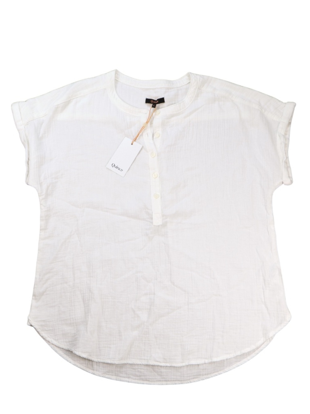 Quince White Organic Cotton Gauze Top Size Large NWT Minimalist Blouse